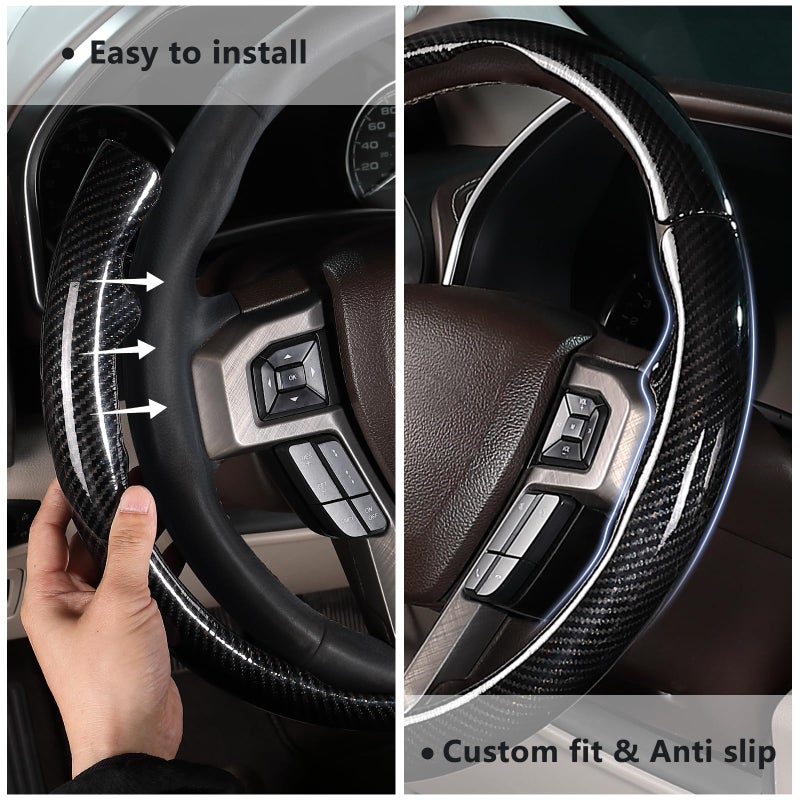 Aotoyou Steering Wheel Cover for Ford F150/ 2015-2020/ F250 2017-2021/ F350 2017-2021/ F450 2017-2021/ F550 2017-2021/ Ford Expedition 2018-2021 Steering Wheel Protector for Ford Steering Wheel Accessories - Image 4